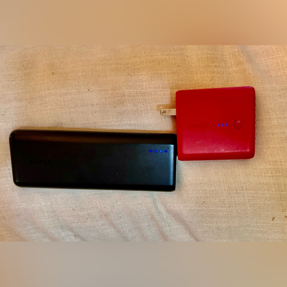 Red Anker PowerCore Fusion 5000 & Black Anker 20,100mAh Portable Charger